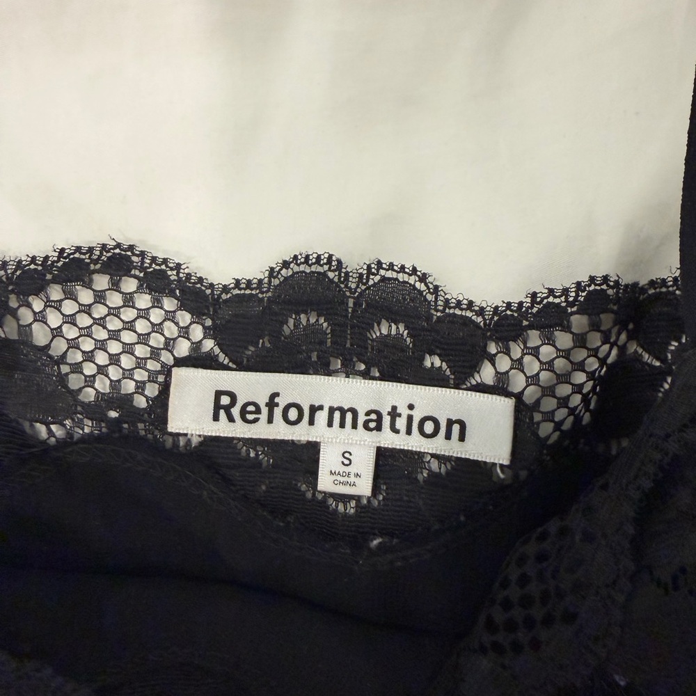 Reformation Black Lace Chemise